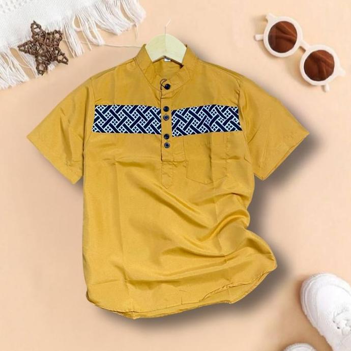 Kidsrelig- Koko Kurta Tanggungan Lengan Pendek Umur 8-14 Tahun Bahan Shoft Katun Anak Baju