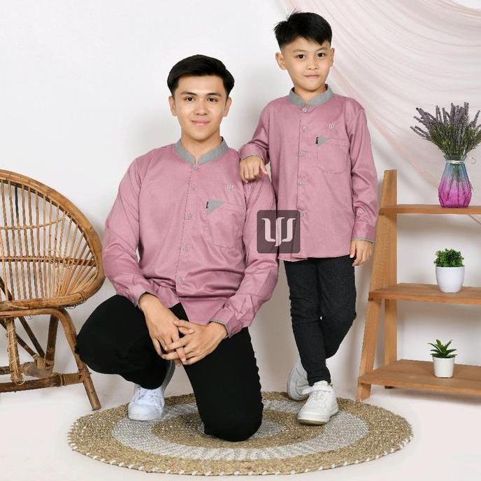 Kidsrelig- Baju Koko Kurta Couple Deluxe Warna Pink Salem Koko Lengan Panjang Dan Pendek (Satuan Pis