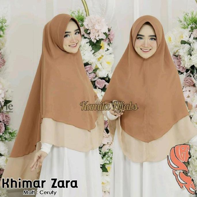 Thegirlrelig- (Cod) Jumbo Khimar 2 Layer Kombinasi Hijab Instan Khimar Zara Syar'I Ceruty Kerudung J