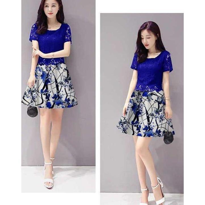 Berkualitas Dress Pesta Wanita Brukat Batik Polos Baju Kondangan Wanita Remaja Dewasa Motif Bunga Ga