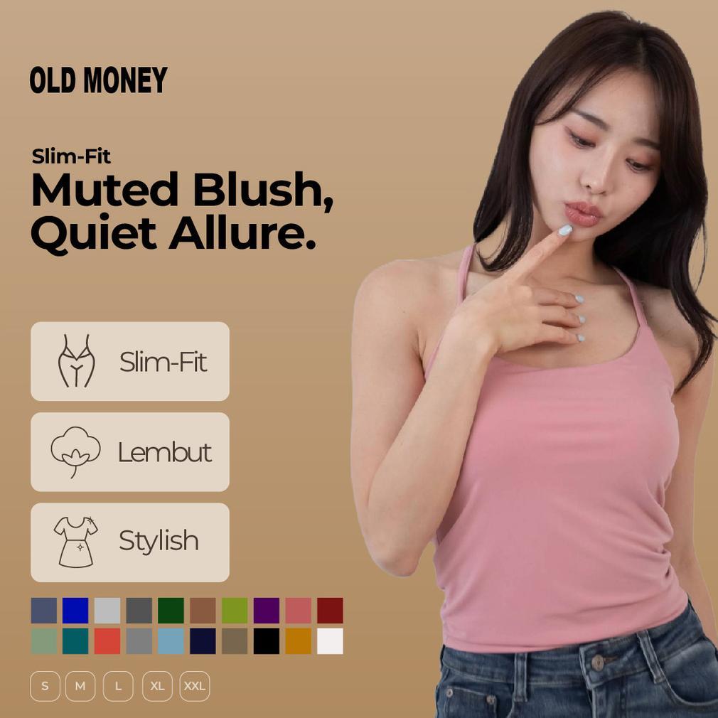 Grosir Old Money Soonja Tanktop Strap Wanita Polos -  Top Slim Fit | Ukuran S - Xxl