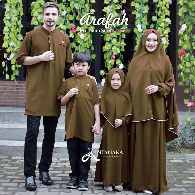 New Arrival, Gamis Sarimbit Keluarga Couple Ayah Ibu Anak Set Syari Khimar Niqab Army Koko Arafah In