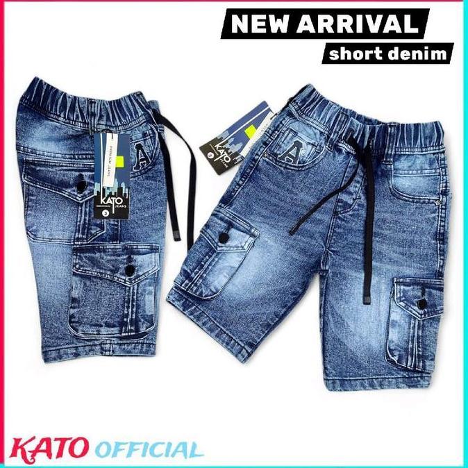 DV361 - Celana Pendek Jeans Anak KATO Model Kantong Cargo 4-12 Tahun - Fashion