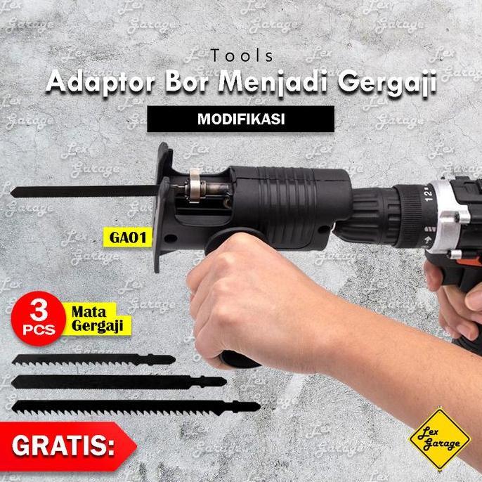 Tools- Adaptor Adapter Bor Listrik / Cordless Jadi Ke Gergaji Mesin Jigsaw