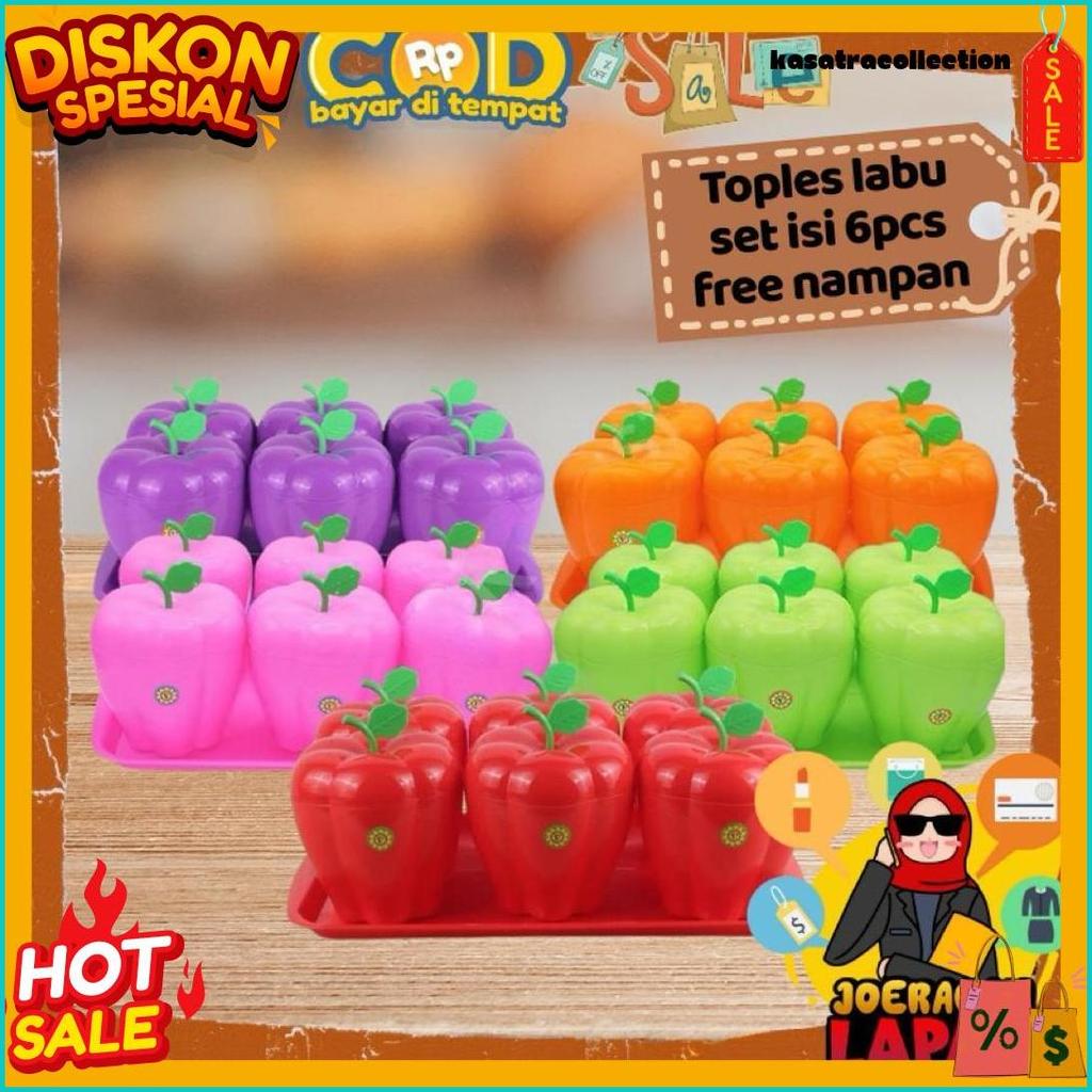 [Joeragan Lapak] Toples Bentuk Labu 6 Pcs + Nampan Tonam Bentuk Buah Lucu Aesthetic Tantos Daun Ukur