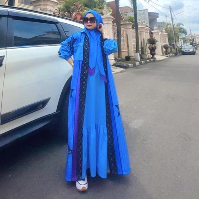 Promo Zahra set Abaya plus hijab printing desain ori Calistha Gamis Diskon