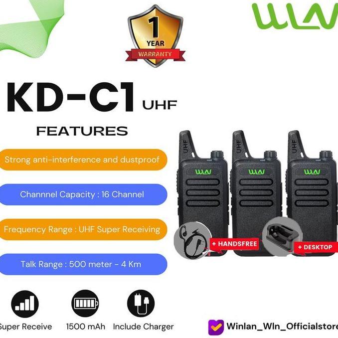 Promo Wln Winlan Ht Walkie Talkie Kd-C1 Uhf ( 3Pcs ) Fullset