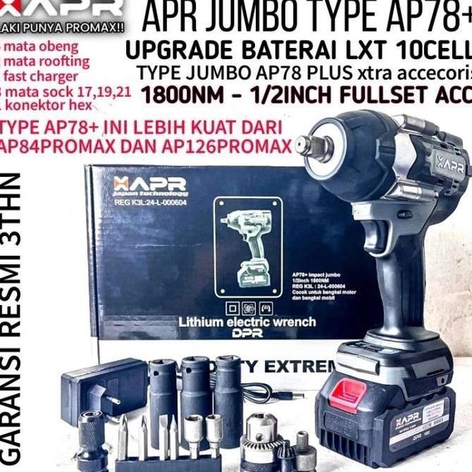 Promo APR RAJA BOR IMPACT WRENCH JUMBO 1/2INCH 1800NM AP78+ PLUS BATERAI UPGRADE 10CELL XAPR MESIN I