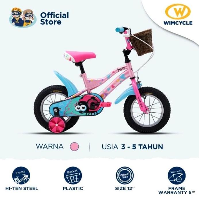 Sepeda Anak 12 inch Wimcycle Bugsy Girl Outdoor