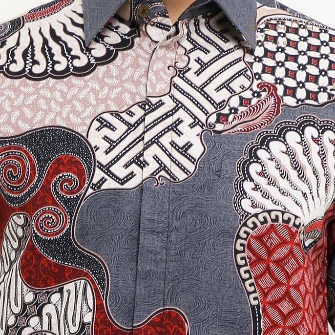 Kemeja Asana Batik Lengan Pendek Kadirejo - Maroon