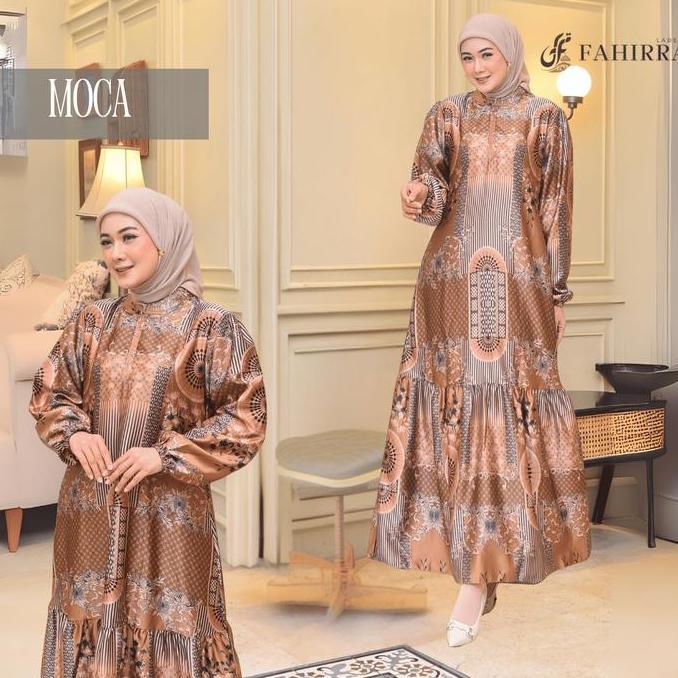 Dress Arumi Bahan Silk Premium | Gamis Kondangan Lengan Balon Motif Bunga Elegan 2025