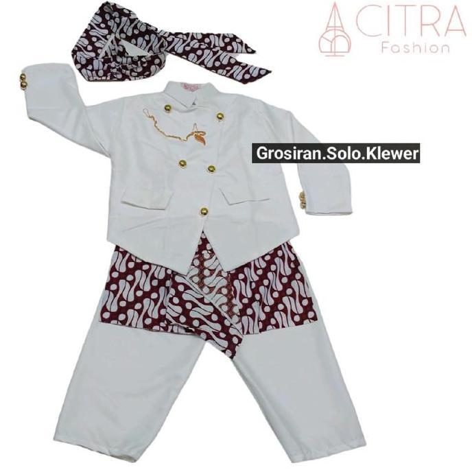 Beskap Sunda iket batik putih Beskap sunda anak Kualitas premium Produk Citra fashion Setelan