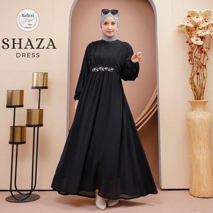 Regreg- Shaza Dress 1 Bahan Ceruty Babydoll Kombinasi Manik-Manik/Payet By Safitri Fashion | Gamis P