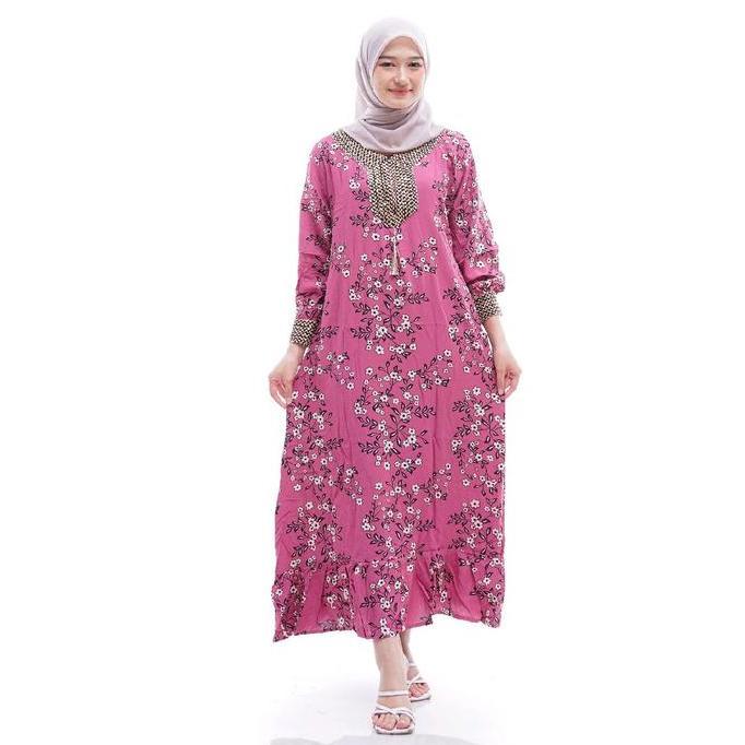 Regreg- Gamis Sofie Renda Sultan Rayon Tebal Wanita Adem Nyaman Ld 110 Pb 135 Bunga Dewasa Muslim Pa