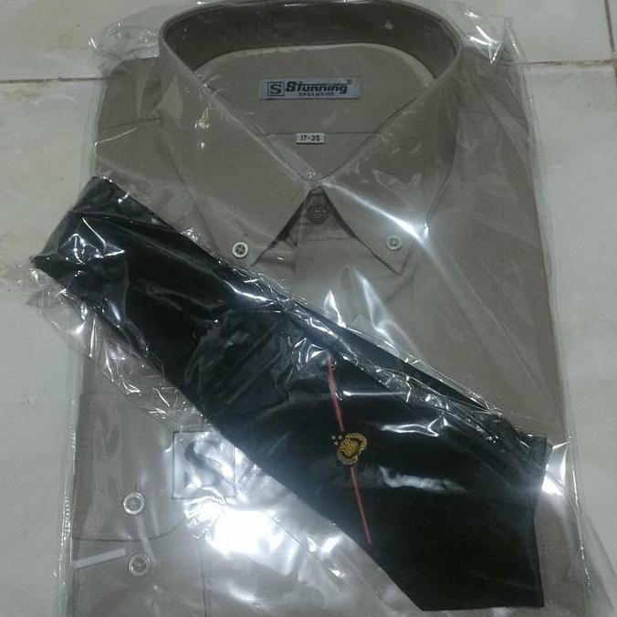 kemeja pria pdu 1 polri bahan biasa dan premium dengan bonus dasi pdu 1