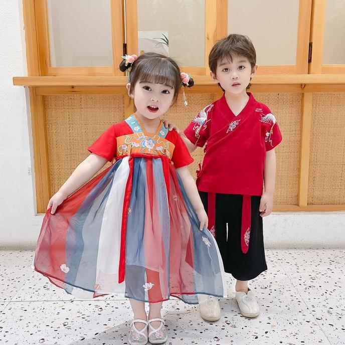 FAIRYLAND Qipao Cheongsam Couple SETELAN anak laki Dress Anak Perempuan Imlek Chinese New Year Qipao