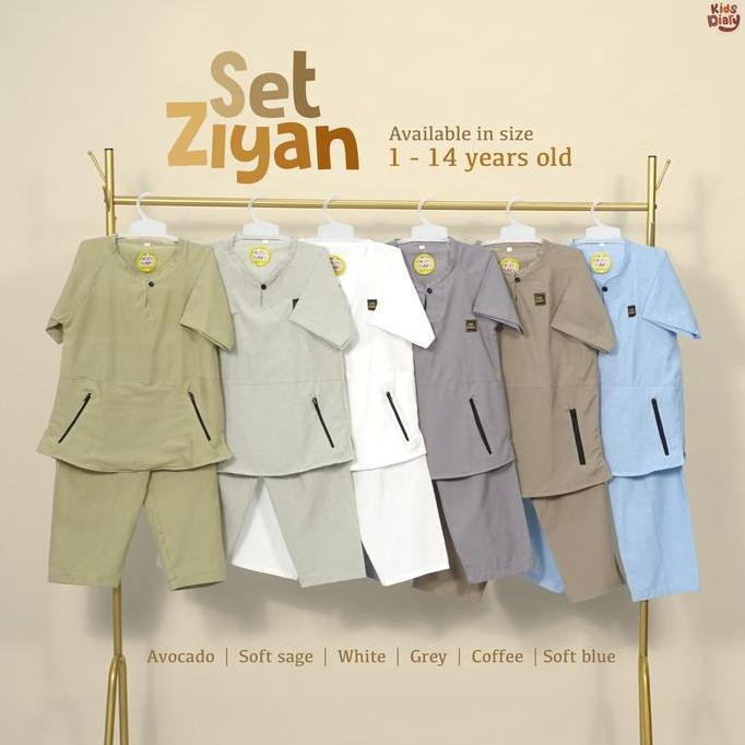 Setelan Koko Anak Laki-Laki Set Ziyan Cotton Oxford 1-14 Tahun Muslim Baju Remaja Katun Lebaran Kurt