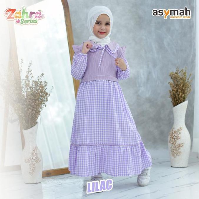 Asymah Home Dress - Gamis Anak Perempuan Kotak-Kotak Mix Knit Zahra Series