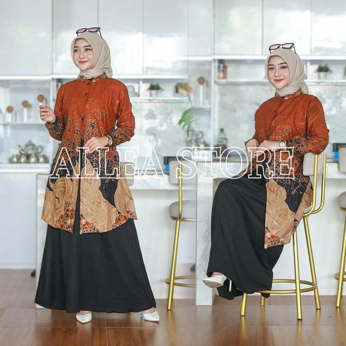 Regreg- Gamis Batik Motif Terbaru Alleastore, Dres Muslim, Gamis Batik Kombinasi Katun Muslim Wanita