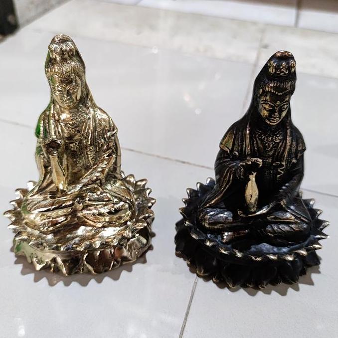 `````````] patung dewi kwan im kuningan bronze 13cm