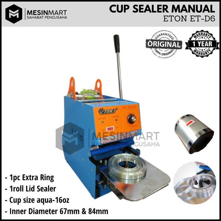 Cup Sealer ETON ET D6 Press Gelas Aqua ET-D6 + Free 1 Roll Plastik Lid best seller