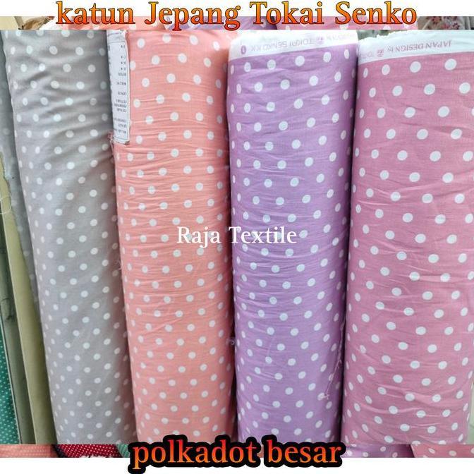 Lansungkirim- #Ob Katun Jepang Polkadot Onde Besar - Kain Katun Polka Besar - Bahan Baju Wanit