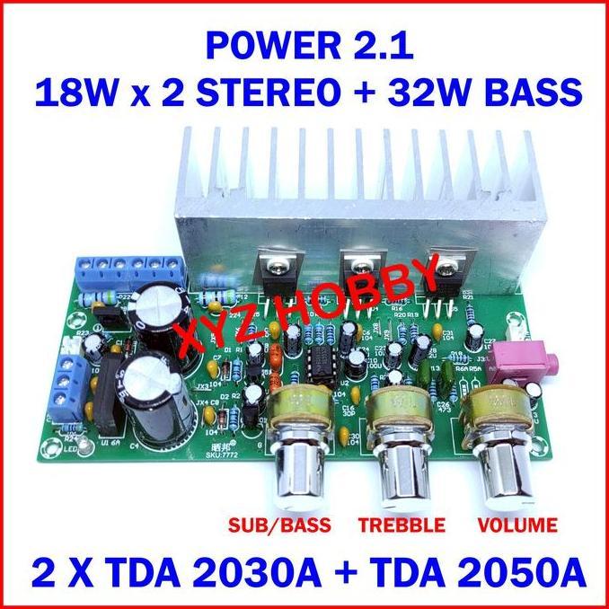 Power Amplifier Stereo + Bass 2.1 TDA 2030 + TDA 2050 2x18W + 32W HEMAT