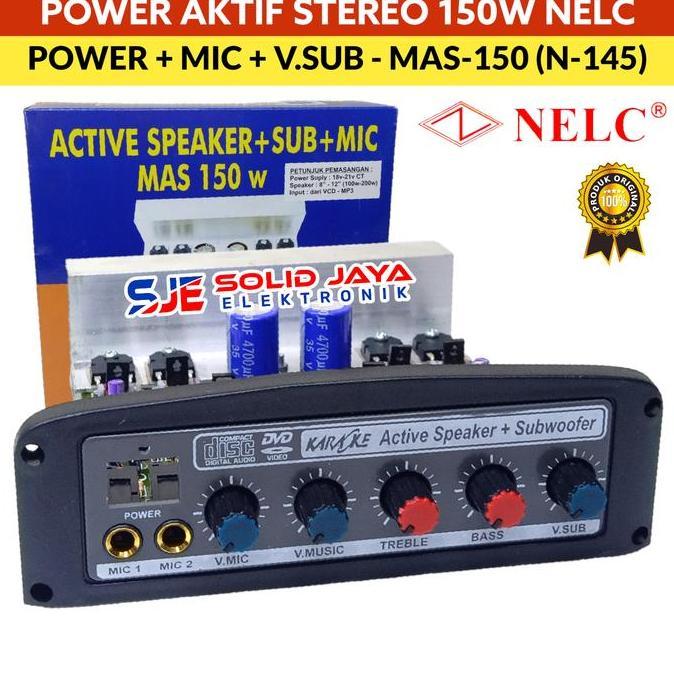 KIT POWER SPEAKER AKTIF 150W MAS150 N145 STEREO MIC SUBWOOFER SUB WOOFER MIK KARAOKE 150 W 150 WATT 
