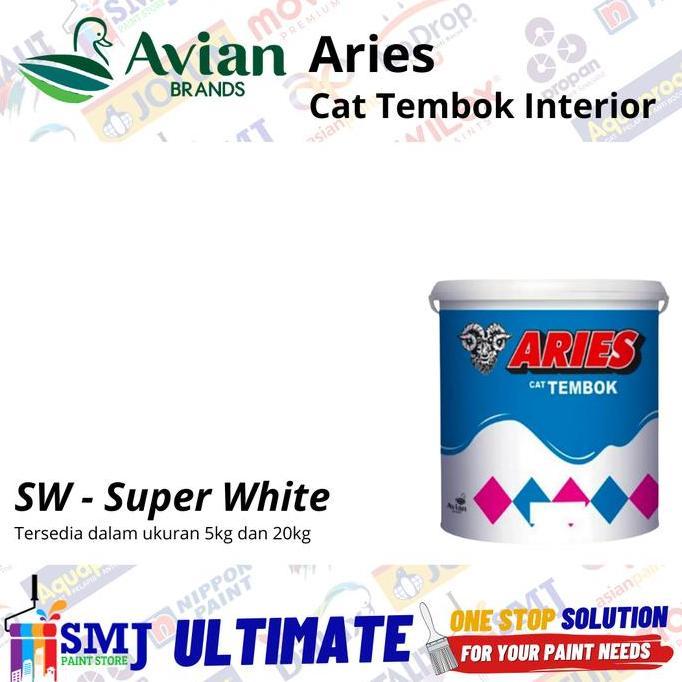 HARGA DISC - Cat Tembok Interior Super White Putih Aries Avian - 20kg