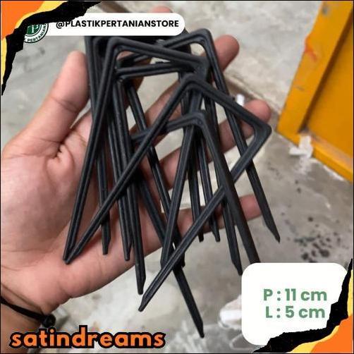Tusuk Mulsa / Pasak Mulsa / Penjepit Plastik Hitam Perak Mulsa Pertanian Model U 1 kg Termurah