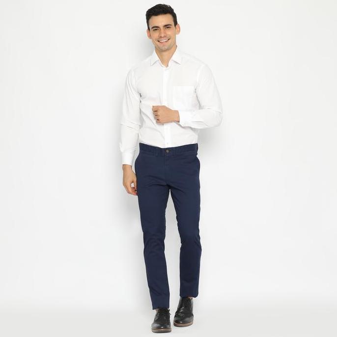 Celana MEXX Cotton Slim Fit Stretch Chino Navy Panjang Kantor