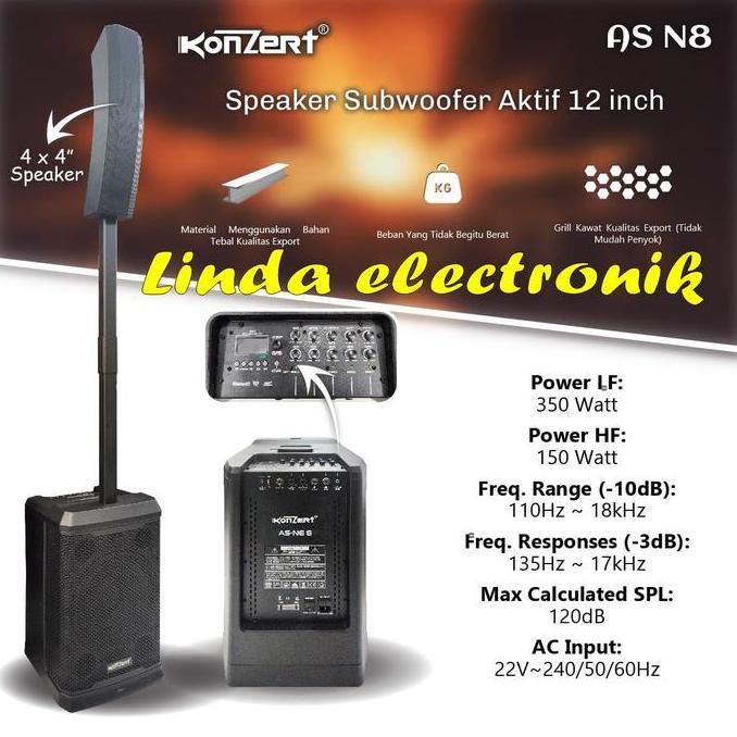 Speaker Aktif Column Satelite 12 Inch KONZERT AS N8 | AS N 8 Original By AUDIO SEVEN