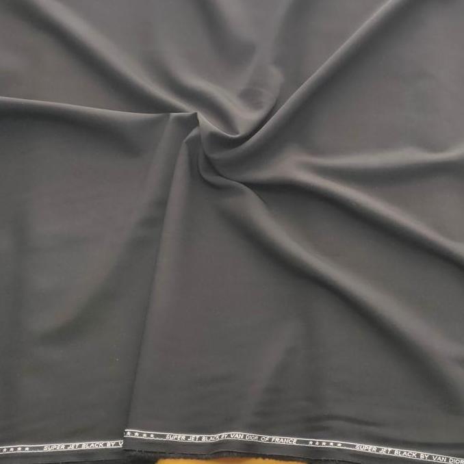 Bahan kain Jet Black sulam untuk jas, celana, blazer, dll