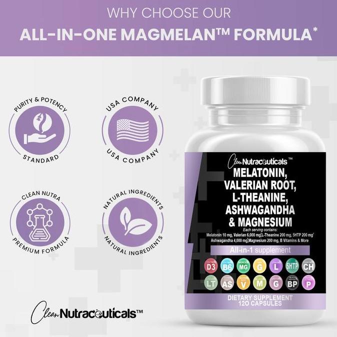 Violakanda7 - Nutraceuticals Melatonin, Akar Valerian, L-Theanine, Ashwagandha Magnesium