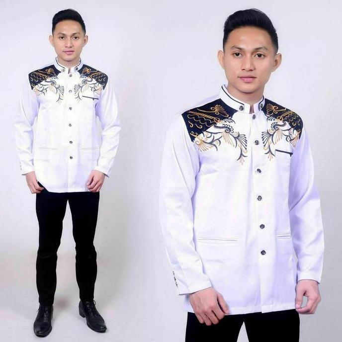 FREE ONGKIR JASKO BORDIR KOMBINASI JAS KOKO PRIA BAJU MUSLIM DEWASA LEBARAN