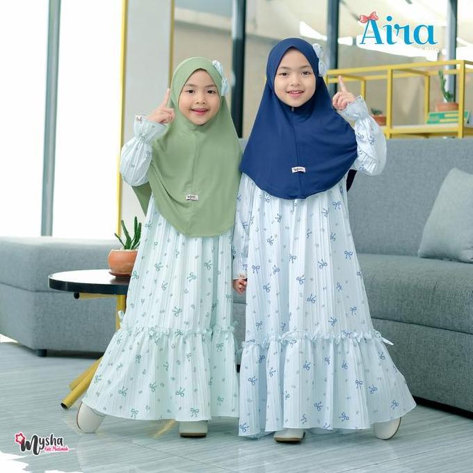DISKON MYSHA KIDS MUSLIMAH - AIRA SERIES GAMIS ANAK PEREMPUAN JILBAB PITA DRESS MUSLIM ANAK SET HIJA
