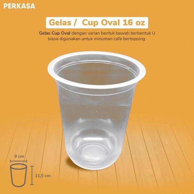 New- (Isi 50) Gelas Cup Oval U + Tutup / Cup Plastik Oval /Cup Boba / Cup