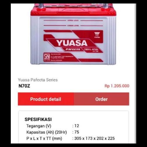 TERMURAH AKI ACCU YUASA NS40Z 12V 35AH 