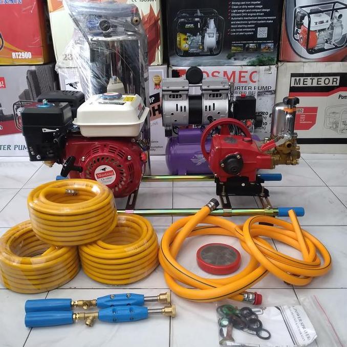 Terlaris Paket Usaha 3In1 Mesin Steam Bensin + Kompresor Silent +Tabung Salju