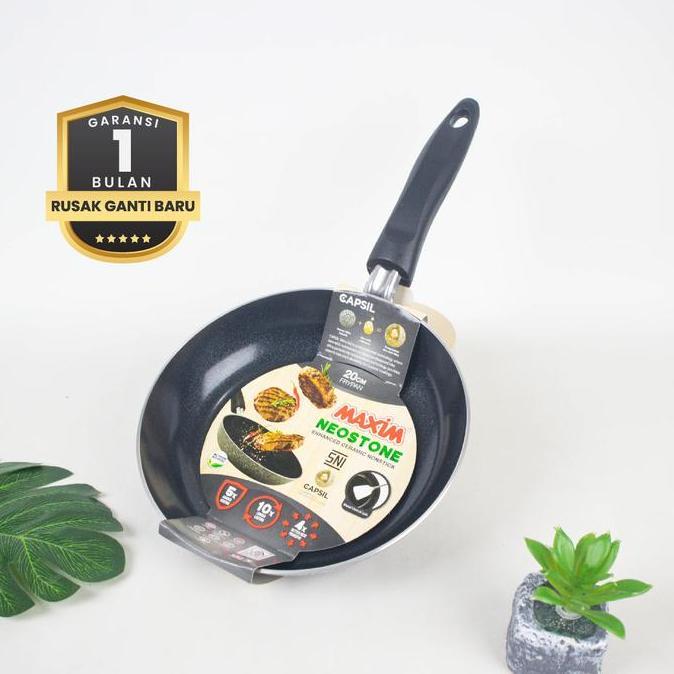 Kualitass- Maspion Maxim Neostone Frypan 20 22 24 26 28 Cm Teflon Anti Gores Anti Lengket Keramik - 