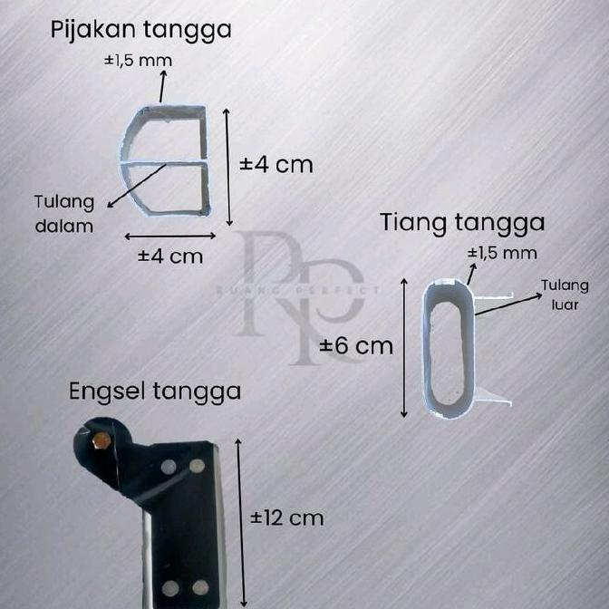 Tangga Lipat Aluminium 3 Meter Super Tebal Berkualitas Silver & Hitam