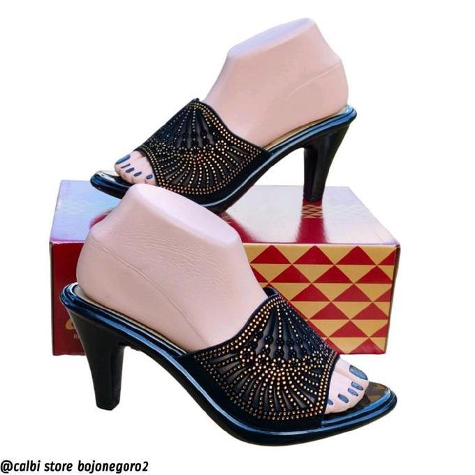 FREE ONGKIR (( ORIGINAL )) SENDAL WANITA CALBI PESTA HAK 9CM WARNA CREM SANDAL