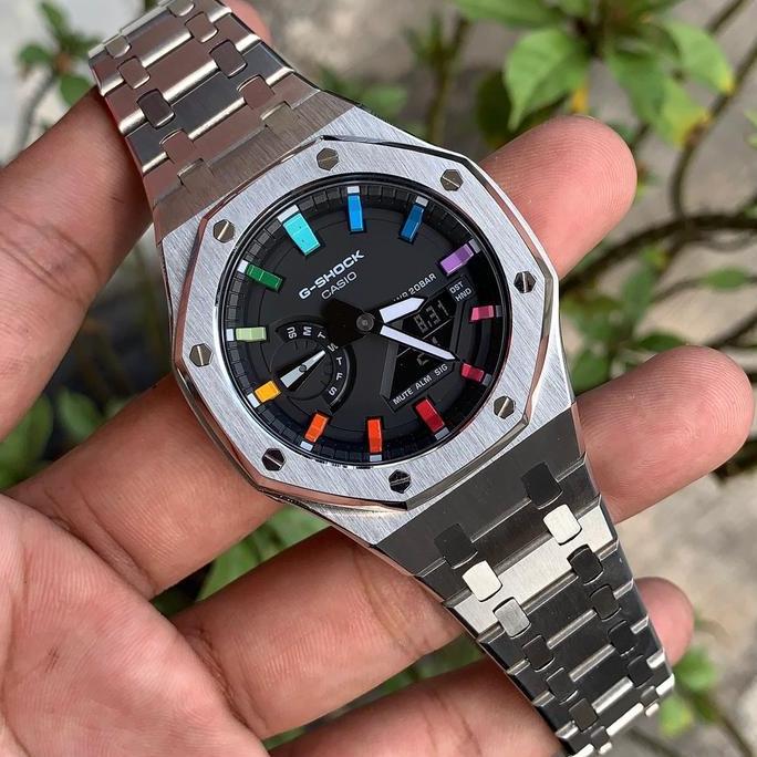 Jam G-Shock GShock GA-2100 GA2100 SKE Rainbow ROrinal Silver Gen3