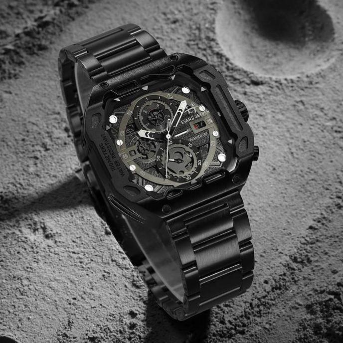 Evans Jayden Jam Tangan Pria 9596 Rantai Stainless Steel Chronograph Kaca Sapphire Water Resistant 1