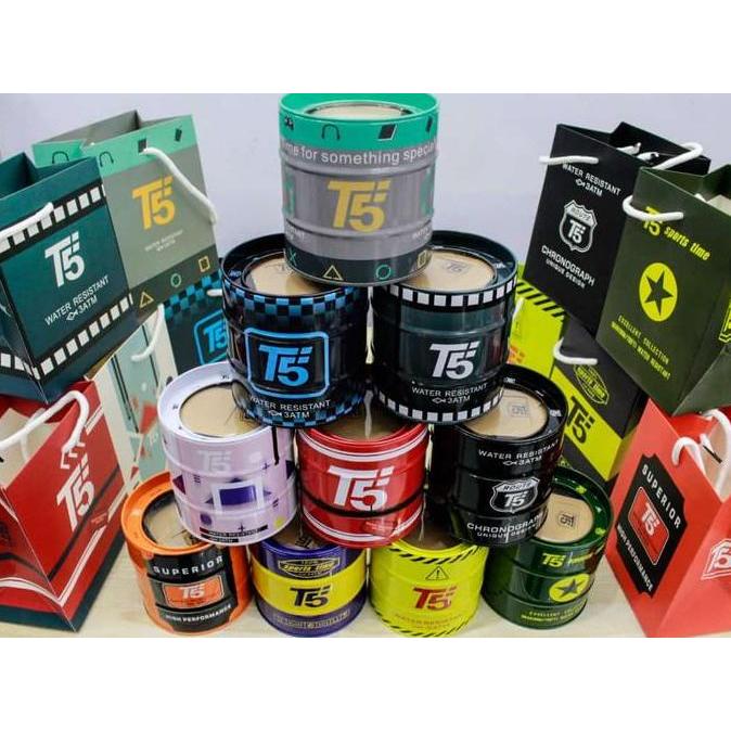 Jam Tangan Pria Fashion T5 H3802G Orinal Tanggal & chrono Aktif
