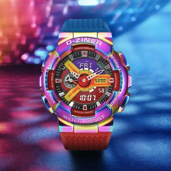 Dziner Jam Tangan Pria 8295 Double Time Chronograph Water resistant 3 ATM