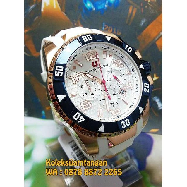 JAM TANGAN PRIA CHARLES JOURDAN CJ1026-1515C ROSE GOLD WHITE ORINAL