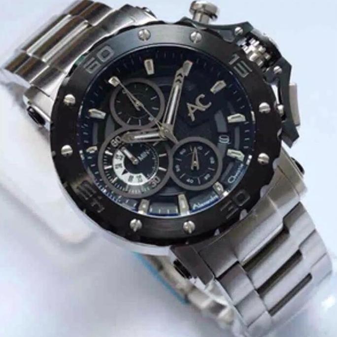 Jam Alexandre Christie AC 9205 MC Silver Black Rante Murah