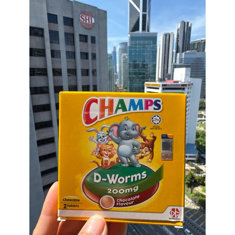 Obat Champs D Worms 200mg Obat Cacing Original Malaysia - Isi 2 Tablet
