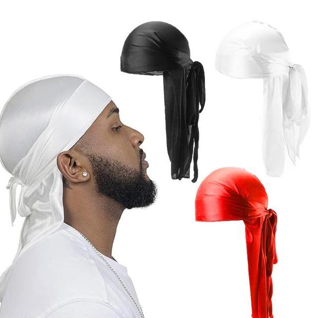 Durag Ikat Kepala Silk Durag Hip Hop Aksess Rambut Ikat Kepala Durag Bernapas Hitam Dan Putih Merah